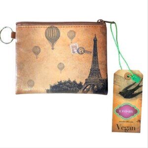 NWT Lavishy Exotic Elephant Paris Eiffel Tower Vintage Type Painting Card Wallet